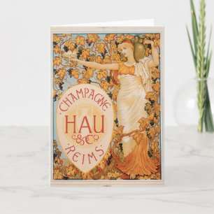 Champagne Reims Vintage Wein Getränk Werbung Kunst Karte