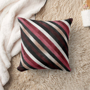 Champagne Rosa Burgund Rot Schwarz Streifen   Kissen