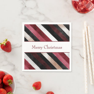 Champagne Rosa Burgund Rot Schwarz Streifen Serviette