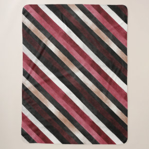 Champagne Rosa Burgund Rot Schwarz Streifen   Sherpadecke