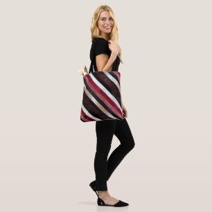 Champagne Rosa Burgund Rot Schwarz Streifen Tasche