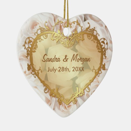 Champagne Rosa Elegance 2 Seite Keramik Ornament (Rechts)