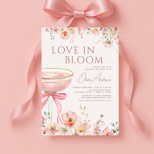 Champagne Rosa Schleife Love in Bloom Brautparty-E Einladung