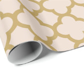 Champagne-Rosa und GoldfarbeQuatrefoil Muster Geschenkpapier (Rolleneckpunkt)