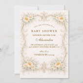 Champagne Rose Baroque Baby Shower Einladung (Vorderseite)