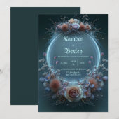 Champagne Rose Celestial Neon Garden Wedding Einladung (Vorne/Hinten)