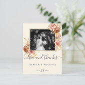 Champagne Rose Foto Hochzeit danke Postkarte (Stehend Vorderseite)