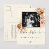 Champagne Rose Foto Hochzeit danke Postkarte (Vorne/Hinten)