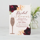 Champagne Rose Gold Brautparty Einladung (Stehend Vorderseite)