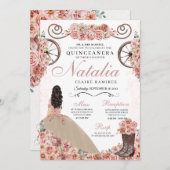 Champagne Rose Ranchero Princess Dress Quinceanera Einladung (Vorne/Hinten)