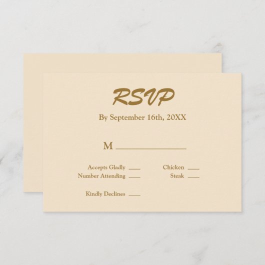 Champagne RSVP-Karte RSVP Karte (Vorne/Hinten)