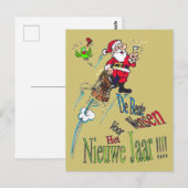 Champagne Santa Nieuwjaars Postcard Postkarte (Vorne/Hinten)