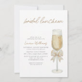 Champagne-Schale-Script-Braut-Lunch Einladung (Vorderseite)