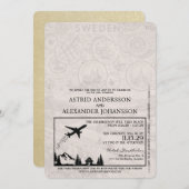 Champagne Schweden Pass Einladung Hochzeit (Vorne/Hinten)