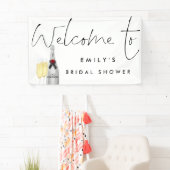 Champagne Script White Welcome Brautparty Banner (Insitu)