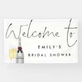 Champagne Script White Welcome Brautparty Banner (Horizontal)