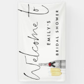Champagne Script White Welcome Brautparty Banner (Vertikal)