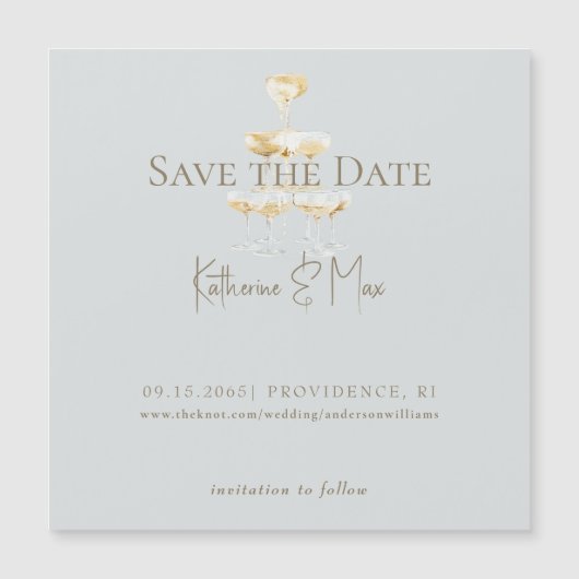 Champagne Seafoam Wedding Save the Date Magnetic Magnetkarte (Vorderseite)