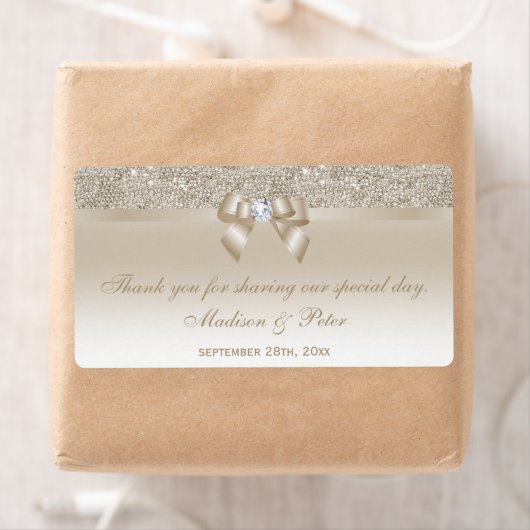 Champagne Sequins Bow Ribbon Diamond Gevor (Insitu)