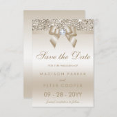 Champagne Sequins Diamond Bow Save the Date (Vorne/Hinten)