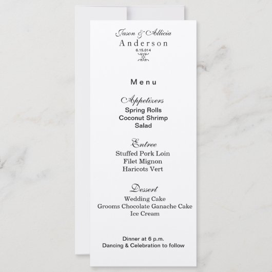 Champagne Shimmer Menu Card für Hochzeiten & Galas Einladung (Vorderseite)