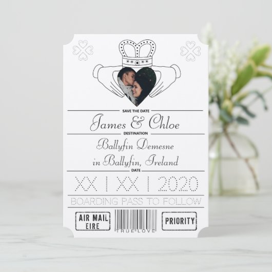 Champagne Shimmer Save the Date (Stehend Vorderseite)