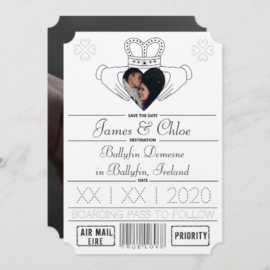 Champagne Shimmer Save the Date (Vorne/Hinten)