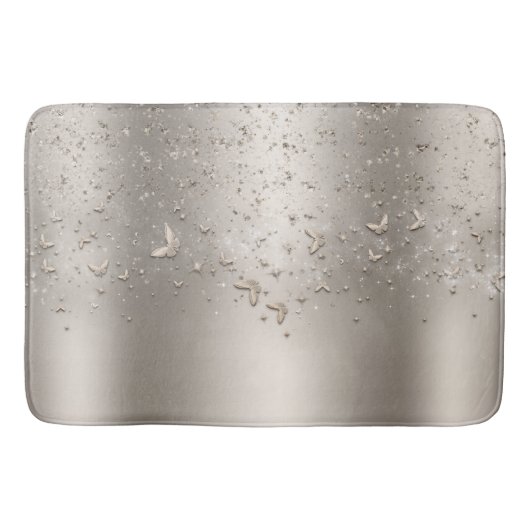 Champagne Shimmer Sparkle Flutter Butterfly Badematte (Vorderseite)
