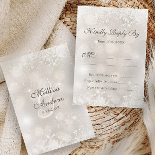 Champagne-Silber-Glitter-Hochzeit Elegant RSVP Karte