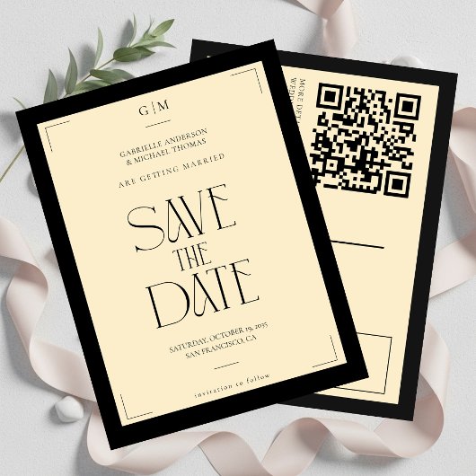 Champagne Silk Cream Art deco Save The Date  Postkarte