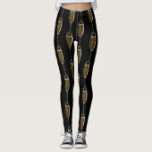 Champagne Silvester Feier Black Leggings (Vorderseite)