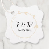Champagne Simple Heart Wreath Monogram Wedding Geschenkanhänger (Vorderseite)