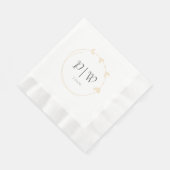 Champagne Simple Heart Wreath Monogram Wedding Serviette (Ecke)