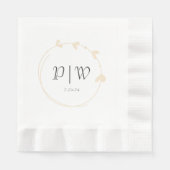 Champagne Simple Heart Wreath Monogram Wedding Serviette (Vorderseite)