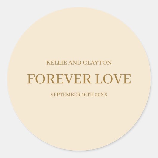 Champagne Simple Wedding Classic Round Sticker (Vorderseite)