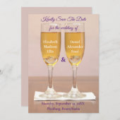 Champagne Simple Wedding Rings Save the Date (Vorne/Hinten)