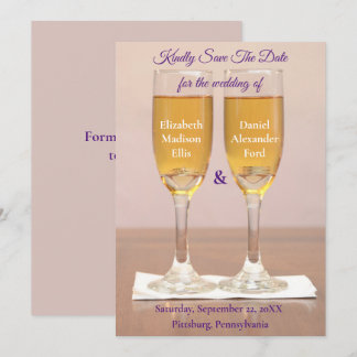 Champagne Simple Wedding Rings Save the Date