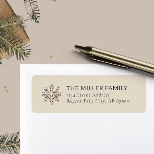 Champagne Snowflake Light Address Label