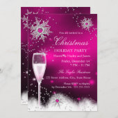 Champagne Snowflakes Weihnachtsfeier Rosa Einladung