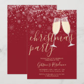 Champagne Snowflakes Winter Weihnachten Party Einladung (Vorne/Hinten)