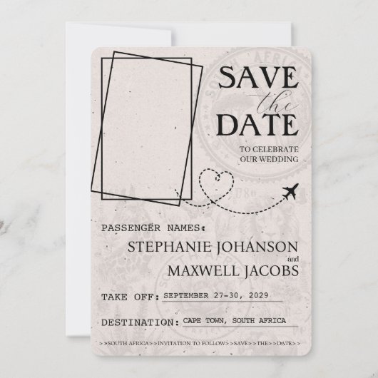 Champagne South Africa Passport Save The Date (Rückseite)