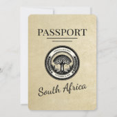 Champagne South Africa Passport Wedding Einladung (Rückseite)