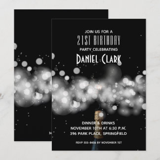 Champagne Sparkle 21. Geburtstag Party Einladungen