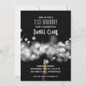 Champagne Sparkle 21. Geburtstag Party Einladungen (Vorderseite)