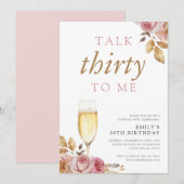 Champagne Sprich dreißig zu mir 30. Geburtstag Par Einladung (Vorne/Hinten)