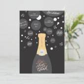 Champagne sprudelt | Silvester-Party Einladung (Stehend Vorderseite)