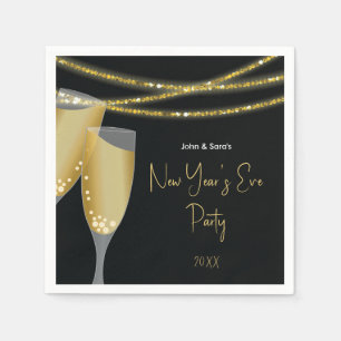 Champagne & Streicher aus Gold Silvester - Party Serviette