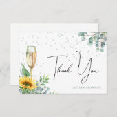 Champagne Sunflower Brautparty Dankeskarte (Vorne/Hinten)