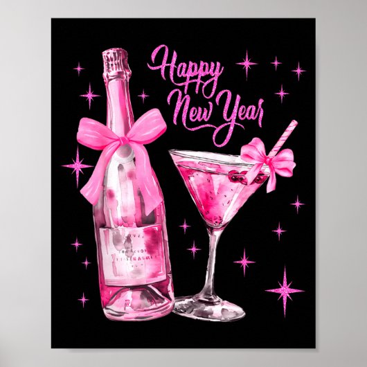 Champagne Swea Martini Coquette Happy New Year Par Poster (Vorne)