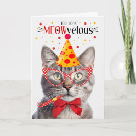 Champagne Tabby Cat MEOWvelous Birthday Karte